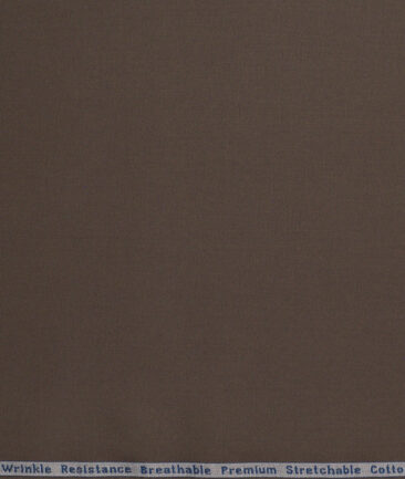 Arvind Tresca  Solids Wrinkle Resistant Premium Cotton Stretchable Trouser or Chinos Fabric (Dark Brown)
