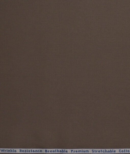 Arvind Tresca  Solids Wrinkle Resistant Premium Cotton Stretchable Trouser or Chinos Fabric (Dark Brown)