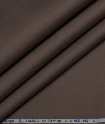 Arvind Tresca  Solids Wrinkle Resistant Premium Cotton Stretchable Trouser or Chinos Fabric (Dark Brown)