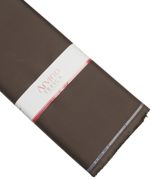 Arvind Tresca  Solids Wrinkle Resistant Premium Cotton Stretchable Trouser or Chinos Fabric (Dark Brown)