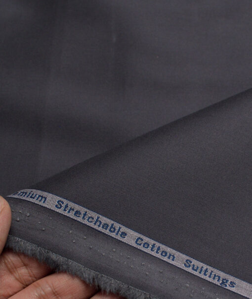 Arvind Tresca  Solids Wrinkle Resistant Premium Cotton Stretchable Trouser or Chinos Fabric (Dark Grey)