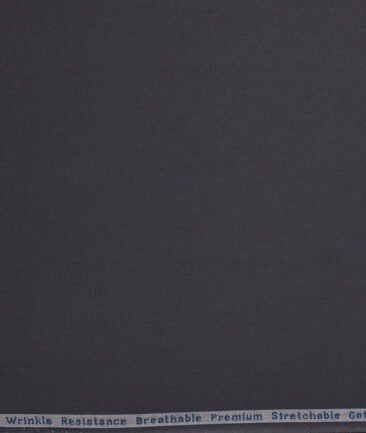 Arvind Tresca  Solids Wrinkle Resistant Premium Cotton Stretchable Trouser or Chinos Fabric (Dark Grey)
