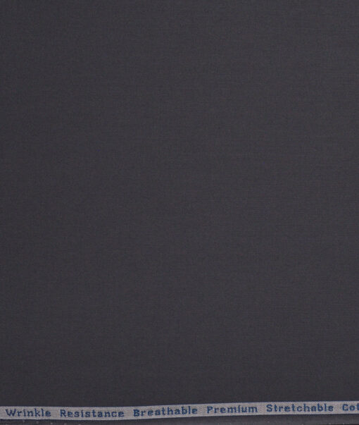Arvind Tresca  Solids Wrinkle Resistant Premium Cotton Stretchable Trouser or Chinos Fabric (Dark Grey)