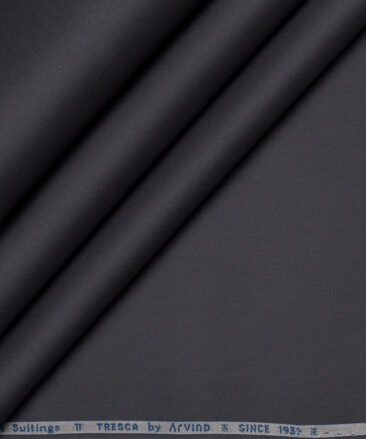 Arvind Tresca  Solids Wrinkle Resistant Premium Cotton Stretchable Trouser or Chinos Fabric (Dark Grey)