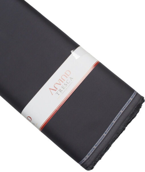 Arvind Tresca  Solids Wrinkle Resistant Premium Cotton Stretchable Trouser or Chinos Fabric (Dark Grey)