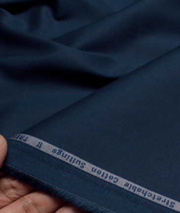 Arvind Tresca  Solids Wrinkle Resistant Premium Cotton Stretchable Trouser or Chinos Fabric (Dark Royal Blue)