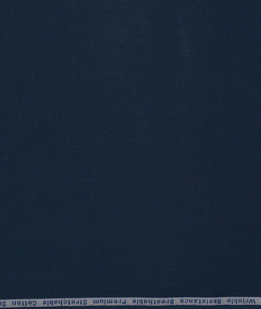 Arvind Tresca  Solids Wrinkle Resistant Premium Cotton Stretchable Trouser or Chinos Fabric (Dark Royal Blue)