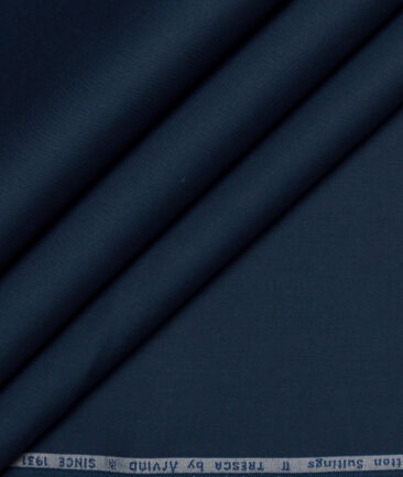 Arvind Tresca  Solids Wrinkle Resistant Premium Cotton Stretchable Trouser or Chinos Fabric (Dark Royal Blue)