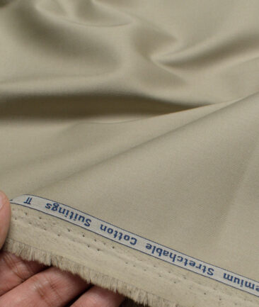 Arvind Tresca  Solids Wrinkle Resistant Premium Cotton Stretchable Trouser or Chinos Fabric (Light Grey)