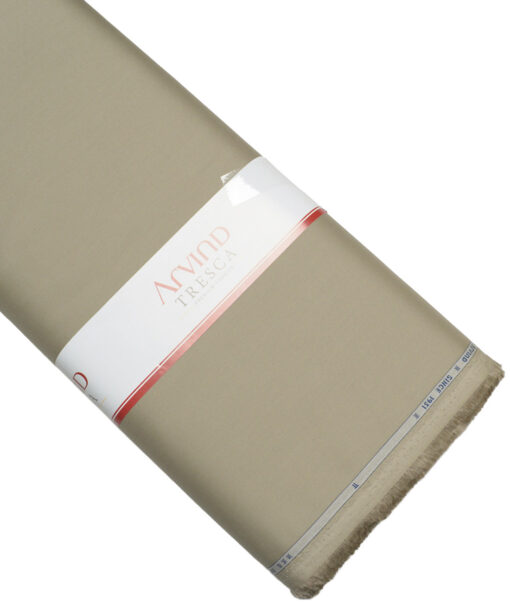 Arvind Tresca  Solids Wrinkle Resistant Premium Cotton Stretchable Trouser or Chinos Fabric (Light Grey)