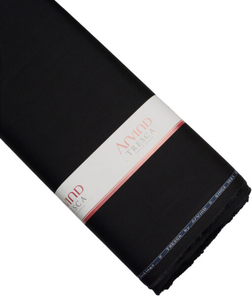 Arvind Tresca  Structured Cotton Stretchable Trouser or Chinos Fabric (Black)