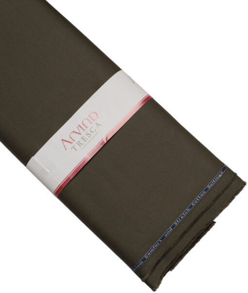 Arvind Tresca  Structured Cotton Stretchable Trouser or Chinos Fabric (Dark Olive Green)