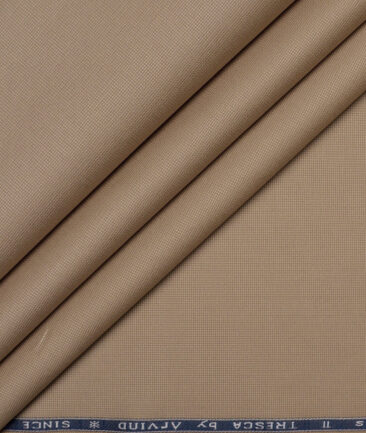 Arvind Tresca  Structured Cotton Stretchable Trouser or Chinos Fabric (Light Brown)