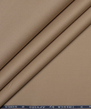 Arvind Tresca  Structured Cotton Stretchable Trouser or Chinos Fabric (Light Brown)