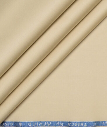 Arvind Tresca  Solids Cotton Stretchable Trouser or Chinos Fabric (Beige)