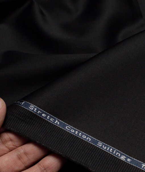 Arvind Tresca  Solids Cotton Stretchable Trouser or Chinos Fabric (Black)