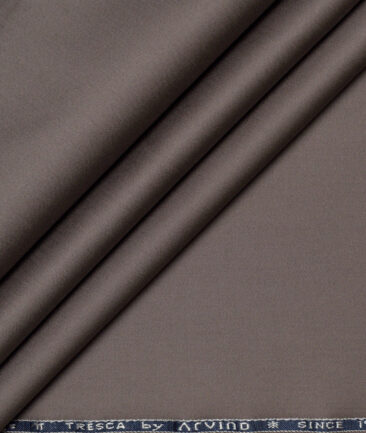 Arvind Tresca  Solids Cotton Stretchable Trouser or Chinos Fabric (Brownish Grey)