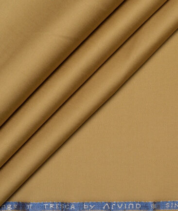 Arvind Tresca  Solids Cotton Stretchable Trouser or Chinos Fabric (Camel Brown)