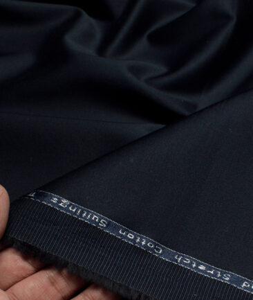 Arvind Tresca  Solids Cotton Stretchable Trouser or Chinos Fabric (Dark Navy Blue)