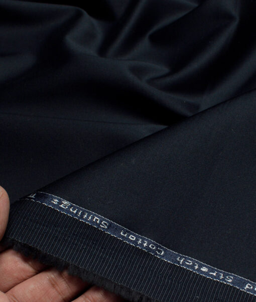 Arvind Tresca  Solids Cotton Stretchable Trouser or Chinos Fabric (Dark Navy Blue)