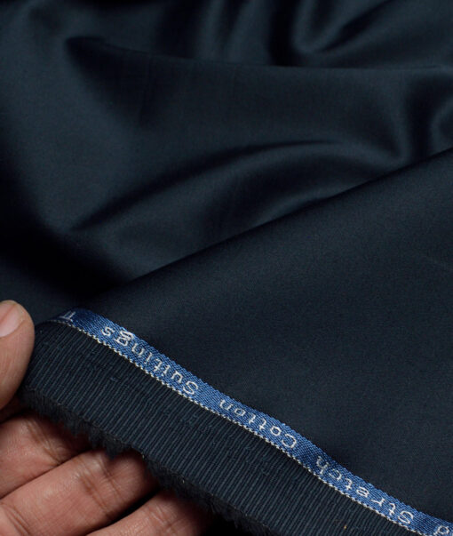 Arvind Tresca  Solids Cotton Stretchable Trouser or Chinos Fabric (Dark Peacock Blue)