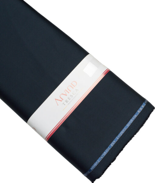 Arvind Tresca  Solids Cotton Stretchable Trouser or Chinos Fabric (Dark Peacock Blue)