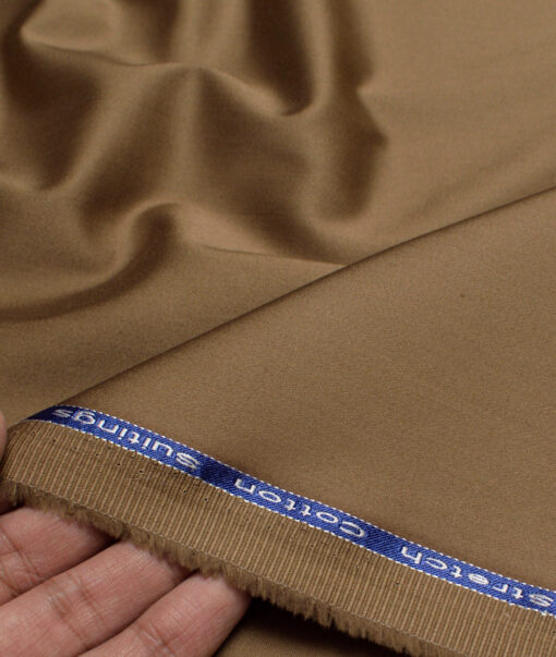 Arvind Tresca  Solids Cotton Stretchable Trouser or Chinos Fabric (Mocha Brown)