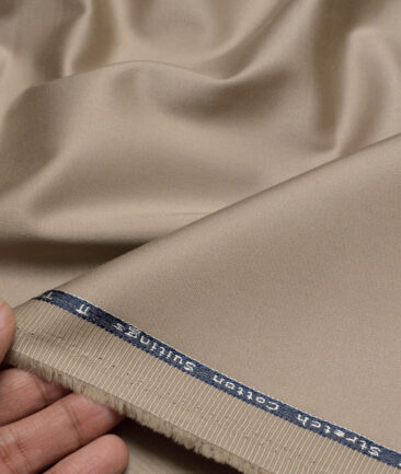 Arvind Tresca  Solids Cotton Stretchable Trouser or Chinos Fabric (Mushroom Brown)