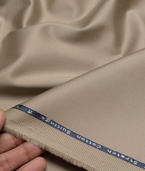 Arvind Tresca  Solids Cotton Stretchable Trouser or Chinos Fabric (Mushroom Brown)