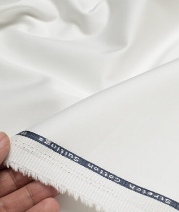Arvind Tresca  Solids Cotton Stretchable Trouser or Chinos Fabric (White)