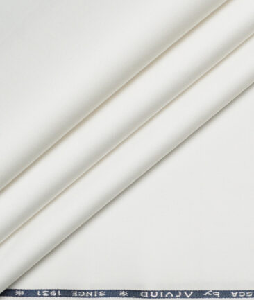 Arvind Tresca  Solids Cotton Stretchable Trouser or Chinos Fabric (White)