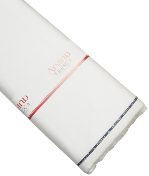 Arvind Tresca  Solids Cotton Stretchable Trouser or Chinos Fabric (White)