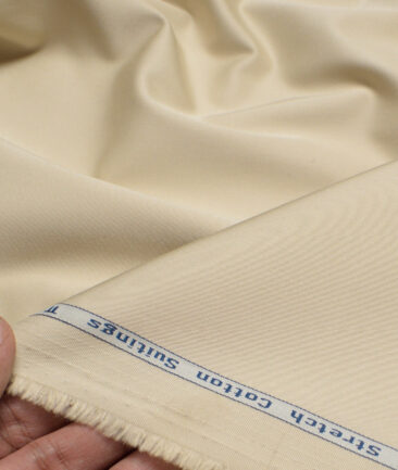 Arvind Tresca  Solids Cotton Stretchable Trouser or Chinos Fabric (Beige)