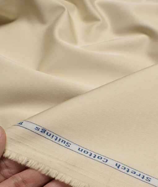 Arvind Tresca  Solids Cotton Stretchable Trouser or Chinos Fabric (Beige)