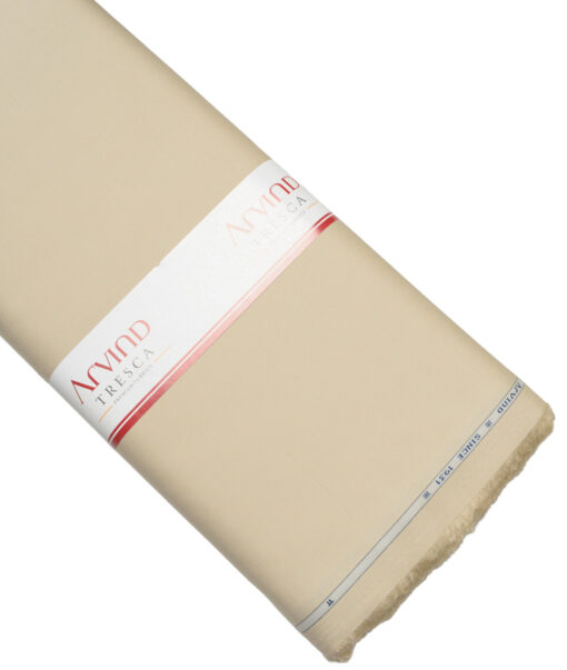 Arvind Tresca  Solids Cotton Stretchable Trouser or Chinos Fabric (Beige)
