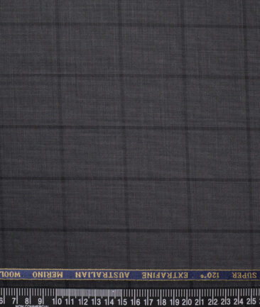 Cavalero Italy Super 120's Checks 50% Merino Wool Suiting Fabric (Dark Grey)