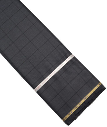 Cavalero Italy Super 120's Checks 50% Merino Wool Suiting Fabric (Dark Grey)