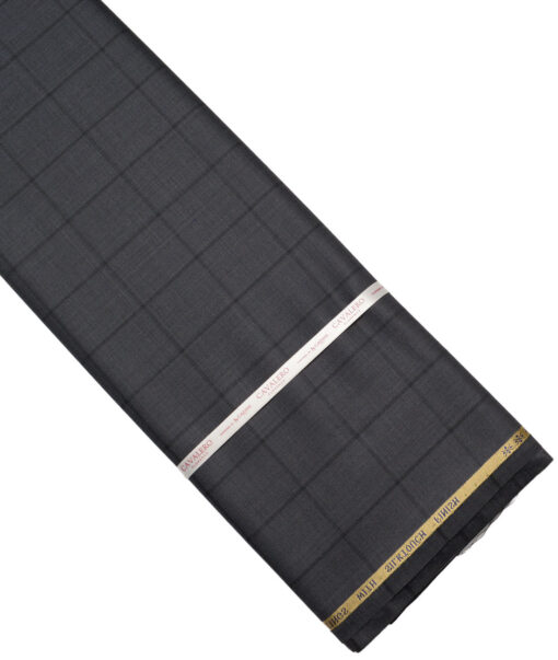Cavalero Italy Super 120's Checks 50% Merino Wool Suiting Fabric (Dark Grey)