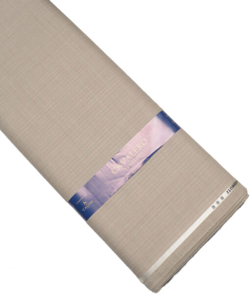 Cavalero Italy Super 120's Checks 30% Merino Wool Suiting Fabric (Beige)