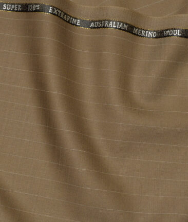 Cavalero Italy Super 120's Striped 30% Merino Wool Suiting Fabric (Brown)