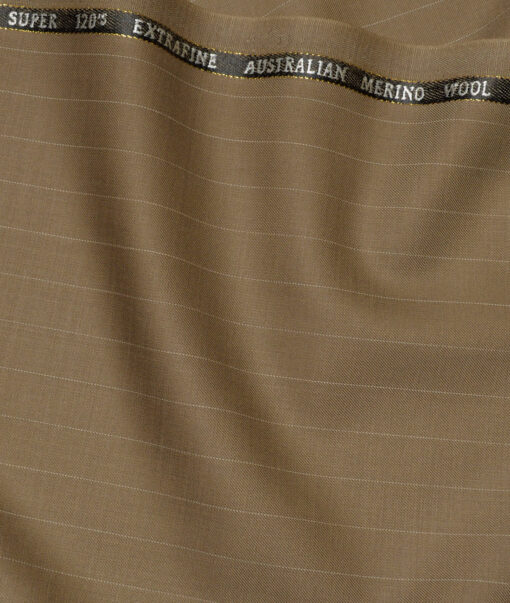Cavalero Italy Super 120's Striped 30% Merino Wool Suiting Fabric (Brown)