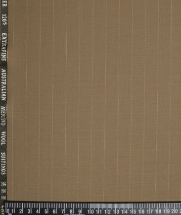 Cavalero Italy Super 120's Striped 30% Merino Wool Suiting Fabric (Brown)