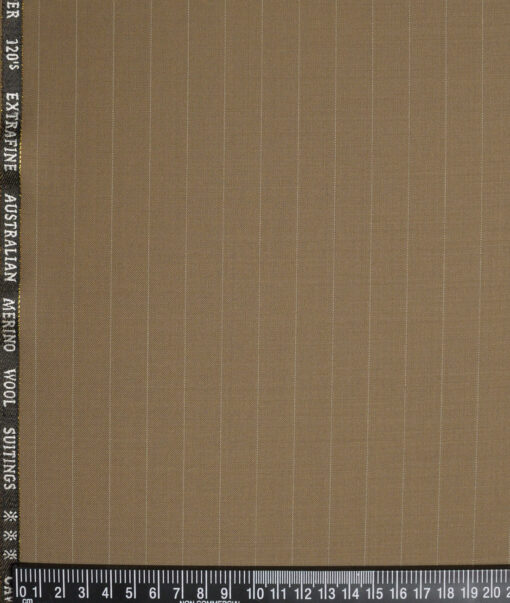 Cavalero Italy Super 120's Striped 30% Merino Wool Suiting Fabric (Brown)