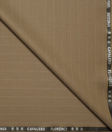 Cavalero Italy Super 120's Striped 30% Merino Wool Suiting Fabric (Brown)