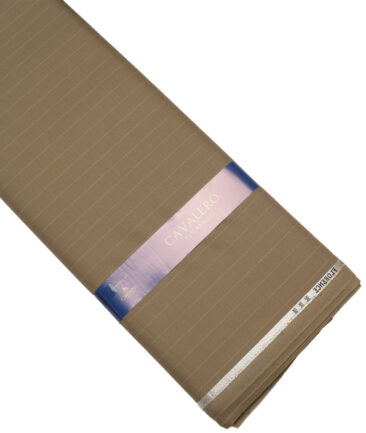 Cavalero Italy Super 120's Striped 30% Merino Wool Suiting Fabric (Brown)