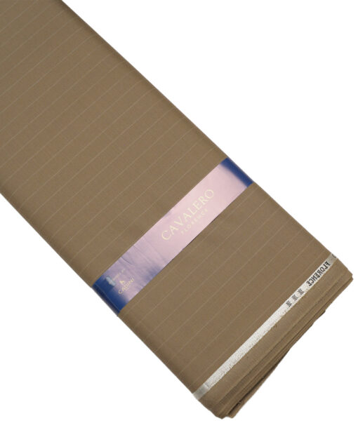 Cavalero Italy Super 120's Striped 30% Merino Wool Suiting Fabric (Brown)