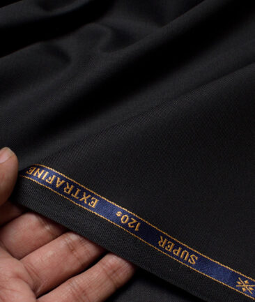 Cavalero Italy Super 120's Solids 50% Merino Wool Stertchable Suiting Fabric (Black)