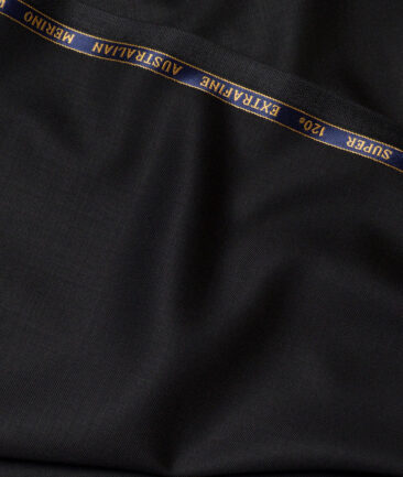 Cavalero Italy Super 120's Solids 50% Merino Wool Stertchable Suiting Fabric (Black)