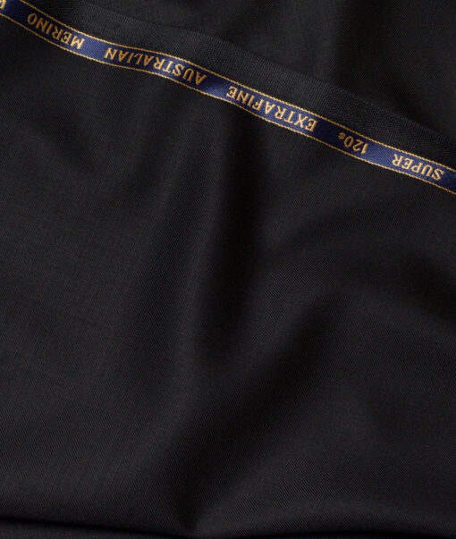 Cavalero Italy Super 120's Solids 50% Merino Wool Stertchable Suiting Fabric (Black)