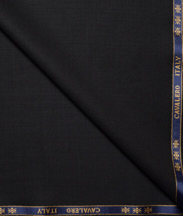 Cavalero Italy Super 120's Solids 50% Merino Wool Stertchable Suiting Fabric (Black)